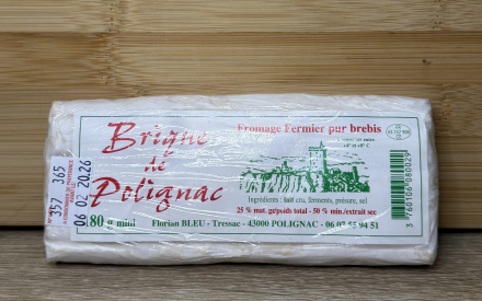 BRIQUE DE POLIGNAC BREBIS LAIT CRU FERMIER 180GR