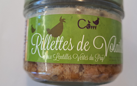 RILLETTES DE VOLAILLE AUX LENTILLES VERTE DU PUY 180GR