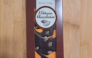 CHOCOLAT NOIR MARBRÉ ORANGE 68% 100 GR