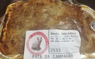 PATE DE CAMPAGNE BARQUETTE (environ 400g)