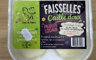 Faisselle de vache LAIT CRU  GEAC de l'herm 4x100gr