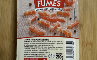 Lardons fumés sans couenne, sans cartilage 200 gr