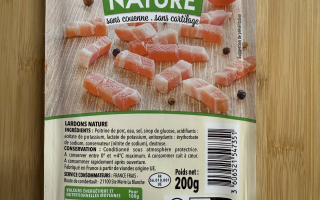 Lardons nature sans couenne , sans cartilage 200 gr