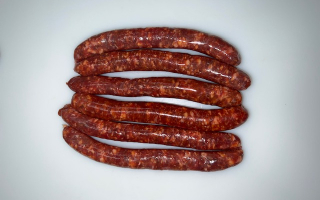 merguez de pays (95% boeuf/5 % porc) 6 pieces 500 grs