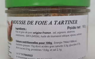 TERRINE MOUSSE DE FOIE A TARTINER (170g)