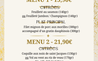 Menu de Noël et Jour de l'an