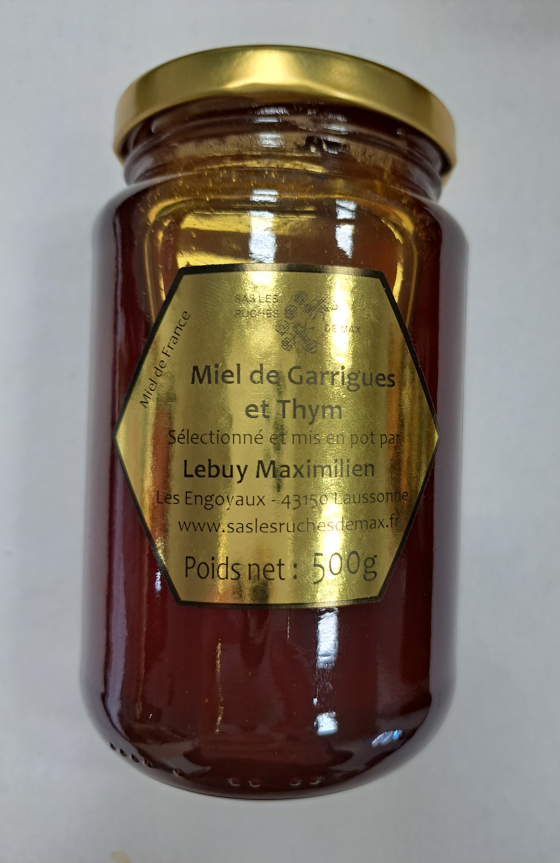 Miel Garrigues-thym 500gr - Compotes, confitures, miel - Fruits/BIO - Au  jardin de Johana